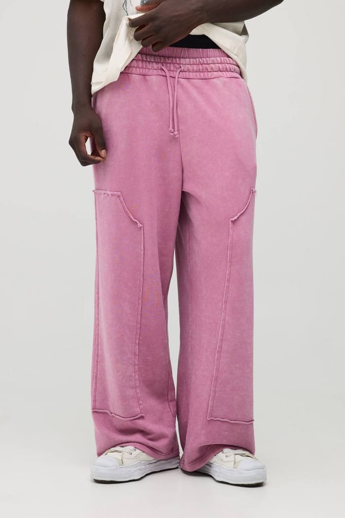 Wijde Pijpen Gewassen Timmerman Joggingbroek | Mauve | Size Small