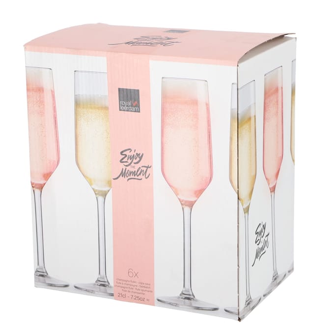 Royal Leerdam champagneglazen set 6 stuks 21 cl transparant glas.