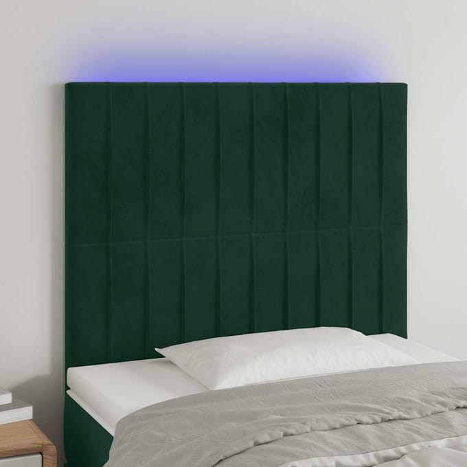 vidaXL - Hoofdbord - LED - 100x5x118/128 - cm - fluweel - donkergroen