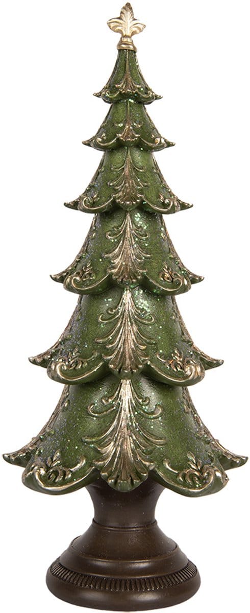 Clayre & Eef Kerstdecoratie Beeld Kerstboom Ø 18x41 cm Groen Kunststof