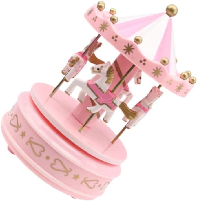 Muziekdoos - Draaimolen Decoratie - Woonkamer Sfeer - Romantisch Design - 17 x 10.7 cm - Wit