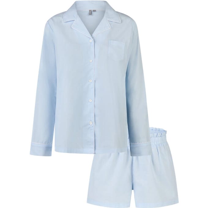 By Louise Dames Pyjama Set Short + Blouse Gestreept Blauw - Maat M