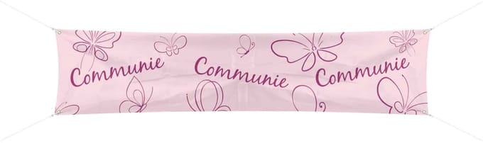 Folat - Banner Communie Roze - communie versiering - communie