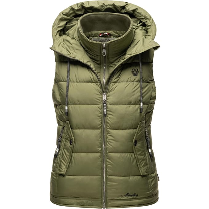 Marikoo dames gewatteerd vest – Taisaa, licht met capuchon & snackvak