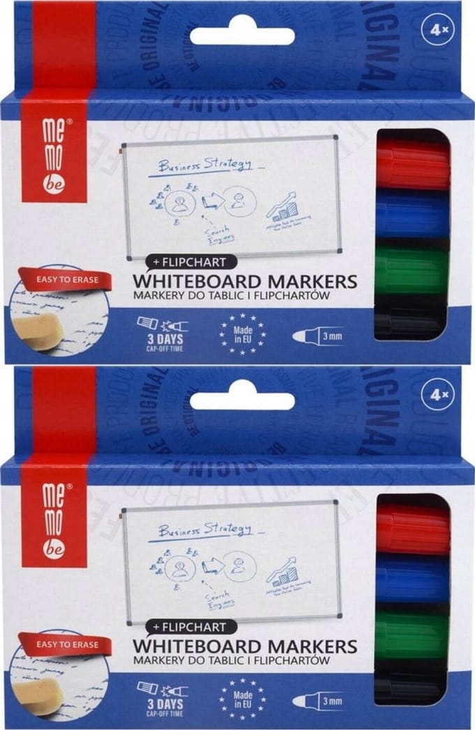 MemoBe MM350 Whiteboard Markers, Ronde Punt 3mm, 8 Stuks