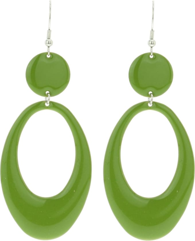 Behave - Oorhangers - Ovaal - Olijf Groen - 9 cm lang