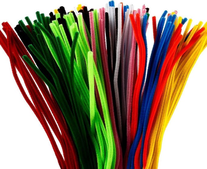 Chenille, L: 45 cm, dikte 6 mm, diverse kleuren, 200 div/ 1 doos