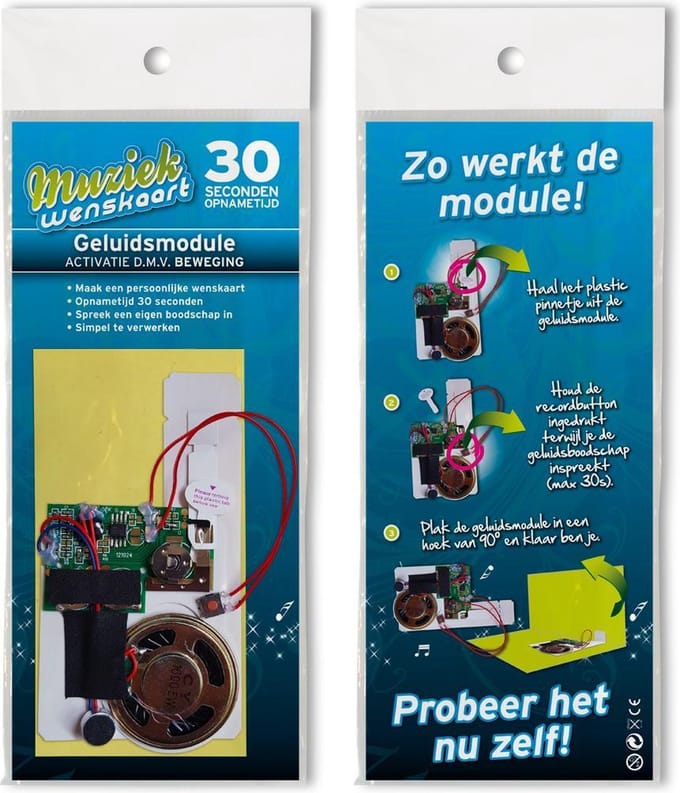 Muziekswenskaart - Geluidsmodule 30 sec. - zelf opneembaar