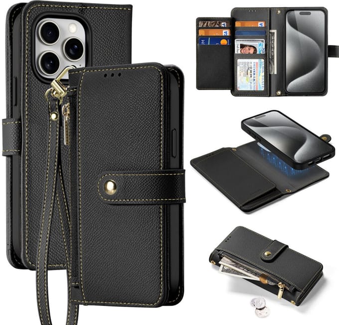 Dux Ducis Lava Leather Case for iPhone 15 Pro Max - Black