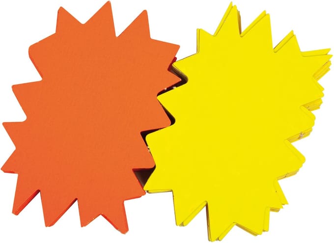 Pijl-etiketten geel/oranje, 160 x 240 mm