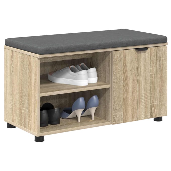 vidaXL - Hallenbank - Sonoma - Eik - 80 - x - 38 - x - 46 - cm - Geengineerd - Hout - en - Stof