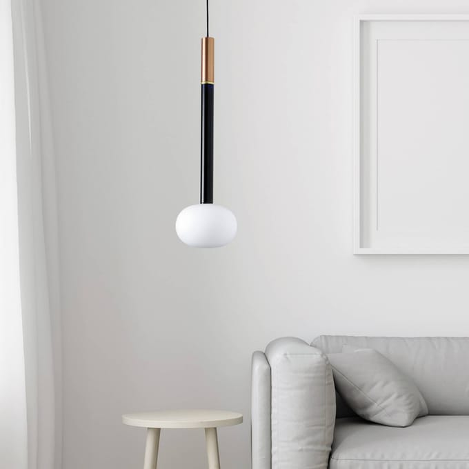 miloox by Sforzin Hanglamp Mose, koper, kaphoogte 48 cm, 1-lamp, glas