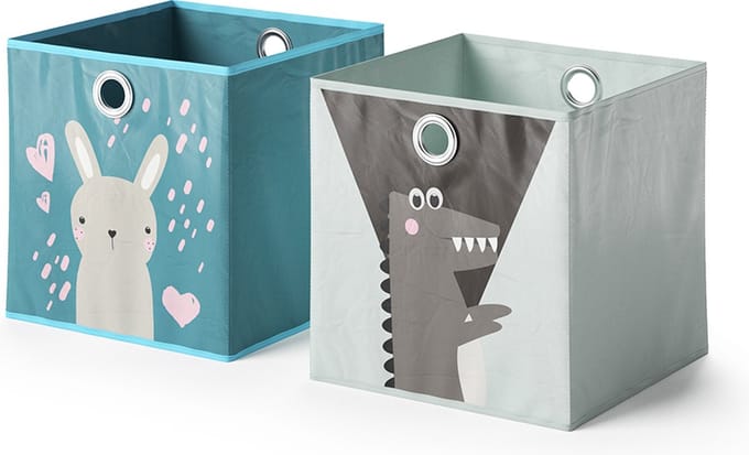 Vicco Opvouwbare box – 30 x 30 cm Set van 2 Blauw-grijs