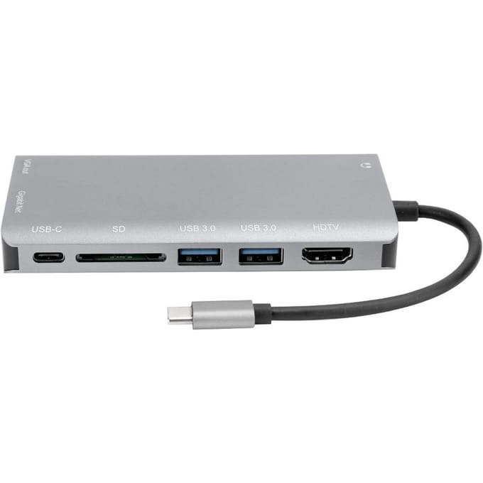 TypeC Docking Station Notebook Accessoires 8in1 4K USB3.0 Hub HDMI VGA o Poort Grijs gray