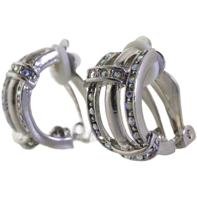 Behave - Oorclips - Zilverkleur - AB steentjes - Elegant avondstijl