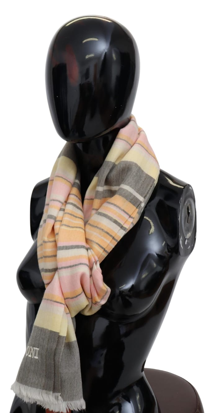 Missoni Heren Multicolor Gestreepte Cashmere Unisex Wrap Sjaal