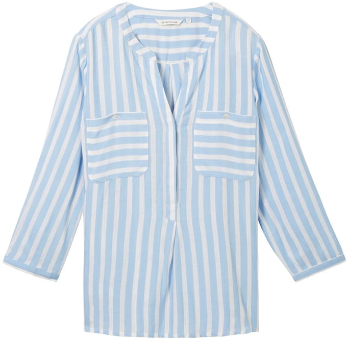 Tom Tailor - Blouse met streepmotief - Maat 44 - offwhite blue vertical stripe