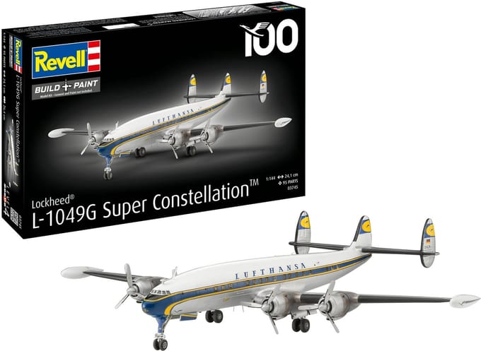 Revell Modelbouwpakket Vliegtuigen - 03745 Lockheed L.1049G Super Constellation - Lufthansa 100 - Duits Passagiersvliegtuig Plastic - 1:144 - Modelbouw