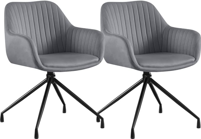 CLP Welby Set van 2 eetkamerstoelen - met armleuning - klassiek - draaibaar - Fluweel/donkergrijs