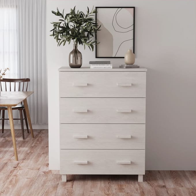 vidaXL - Dressoir - HAMAR - 79x40x103,5 - cm - massief - grenenhout - wit