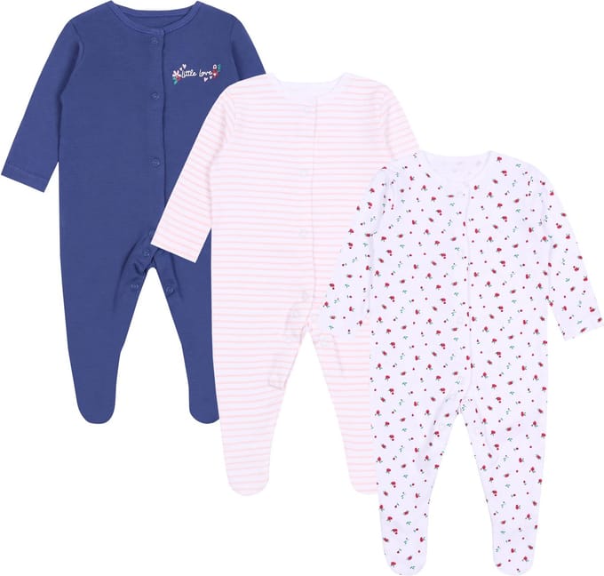 3x Katoenen babyromper met bloemen, OEKO-TEX certificaat