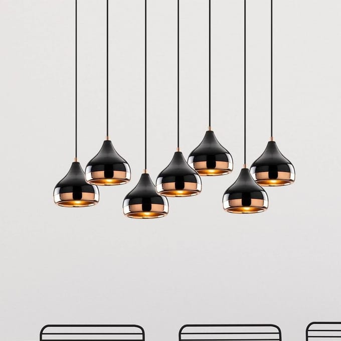 Opviq Hanglamp Yildo 6894, zwart/koper, metaal, 7-lamps