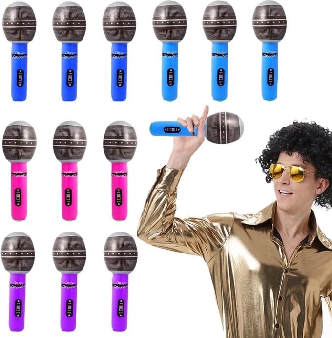 12x Opblaasbare Microfoons en Feestaccessoires - Sterren Thema Set voor Feesten en Optredens