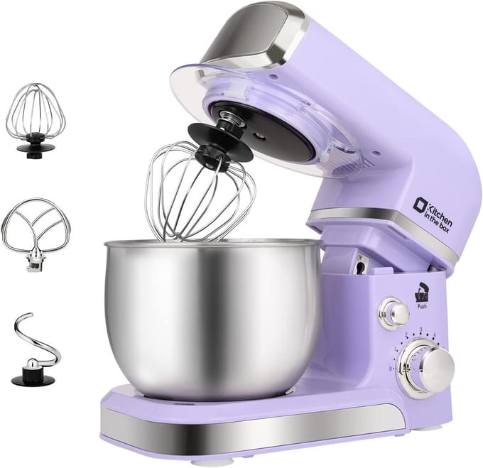 Compacte Elektrische Keukenmixer met RVS Kom en 6 Snelheden