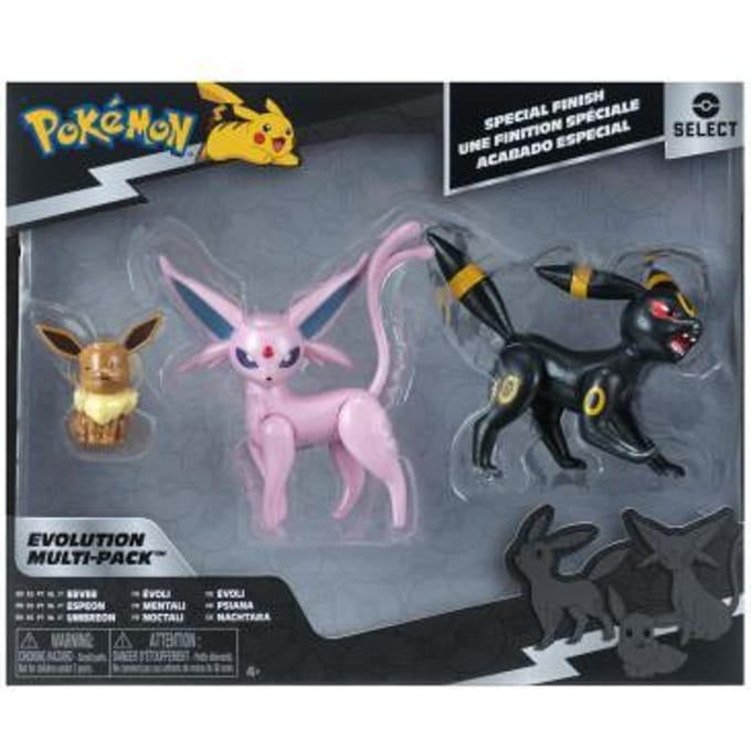Jazwares Pokémon speelfiguren Evolution Multipack Eevee Umbreon Espeon.