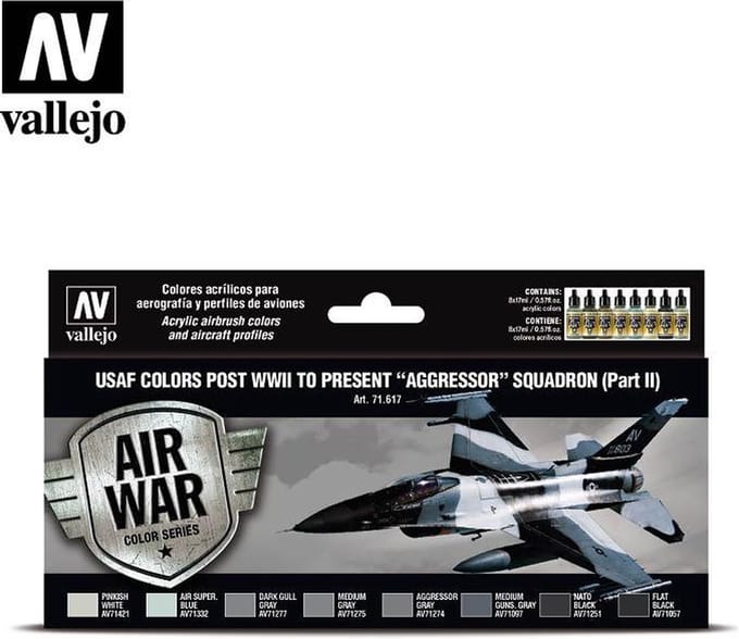 Vallejo Hobbyverf - 71617 USAF colors post WWII to present “Aggressor” Squadron (Part II) Verf set - 8x 17 ml