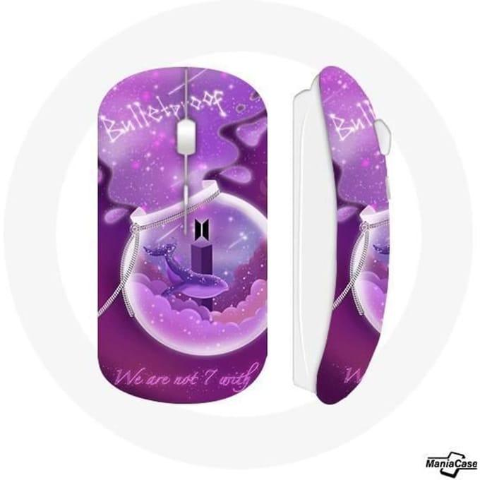 Souris Sans Fil - BTS - Bulletproof - Couleur Violet - Clé USB Wifi - Compatible Mac et PC
