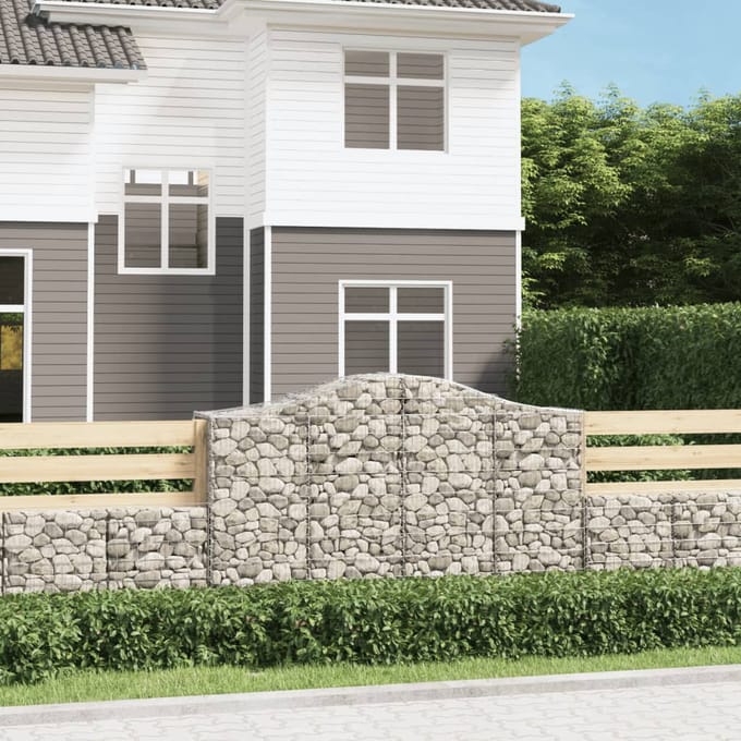 vidaXL - Schanskorven - 3 - st - gewelfd - 200x50x120/140 - cm - ijzer