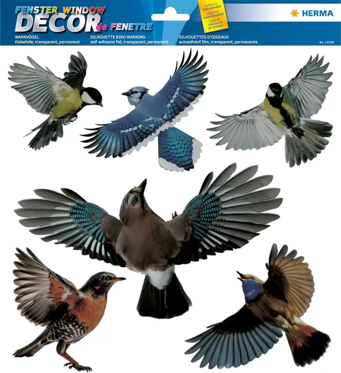 Venster decoratie vogel kleurrijk, 30x30 cm