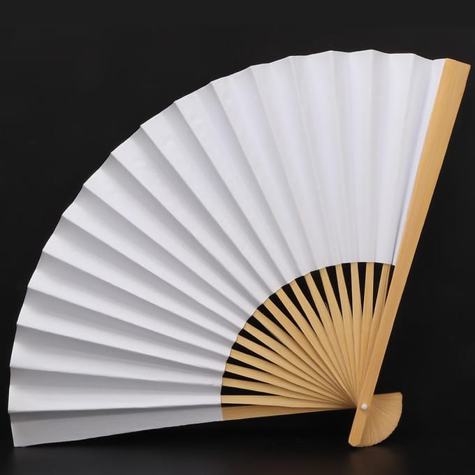 Witte DIY Papier Hout Vouwventilator Kalligrafie Schilderen Tekenen Ventilatoren Decor Cadeau white