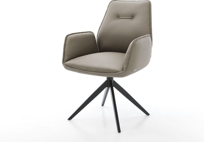 Gestoffeerde-stoel Zoa-Flex kruisframe breed zwart echt leer mud pocketveer kern