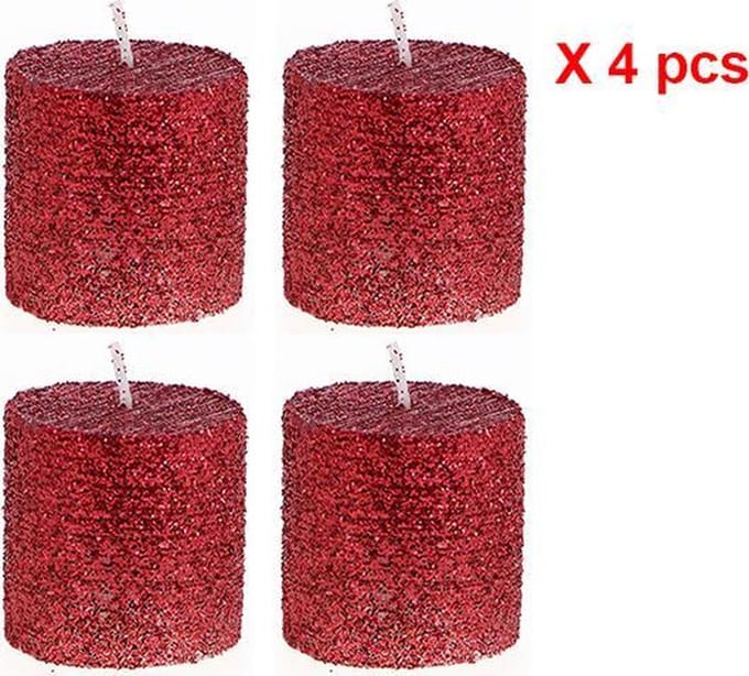 Mini Glitter Kaars Geurloos - set van 4 stuks - Plastic - Wit - Or - SILUMEN