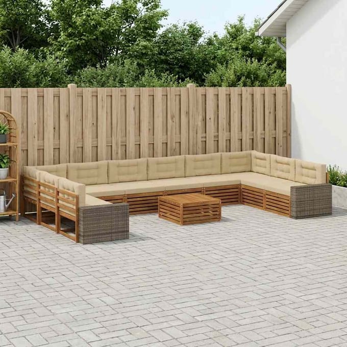 vidaXL - Sofa-Sets - 11 - st - Massief - Acacia - Hout