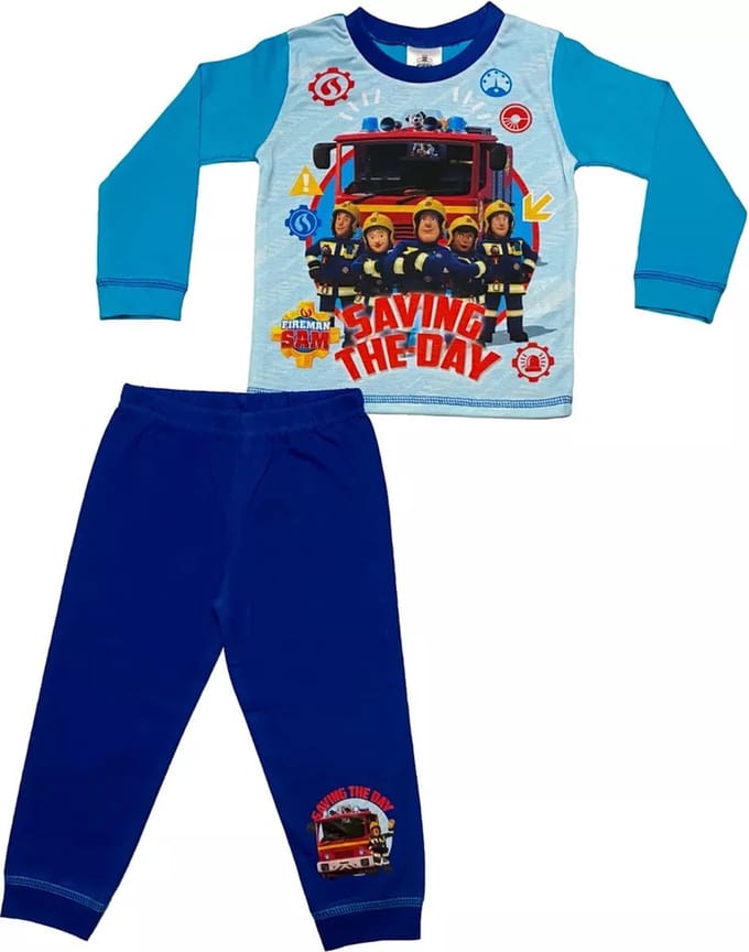Brandweerman Sam - Pyjama - Blauw - Fireman Sam - Kinderpyjama - Maat 86/92