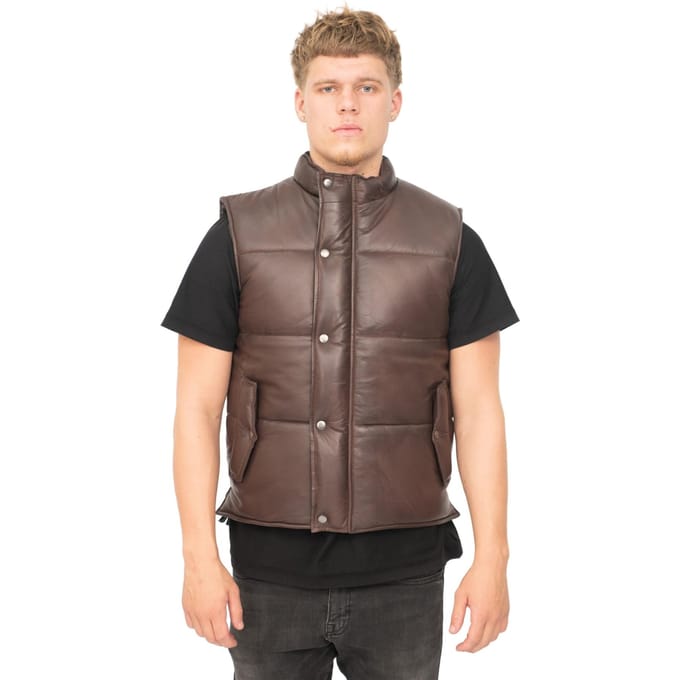Klassiek leren puffervest voor heren - Nottingham