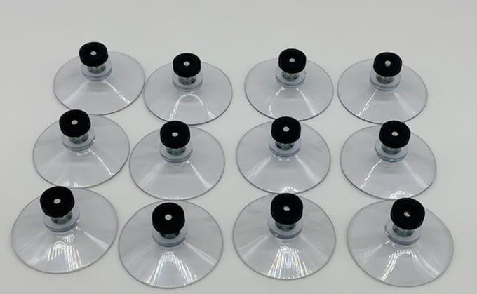 12 x Zuignap 50 mm met schroefdraad M4x10 + zwart moertje