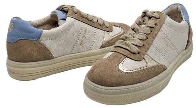 Paul Green 5466-059 ivory | dames sneaker suède met uitneembaar voetbed