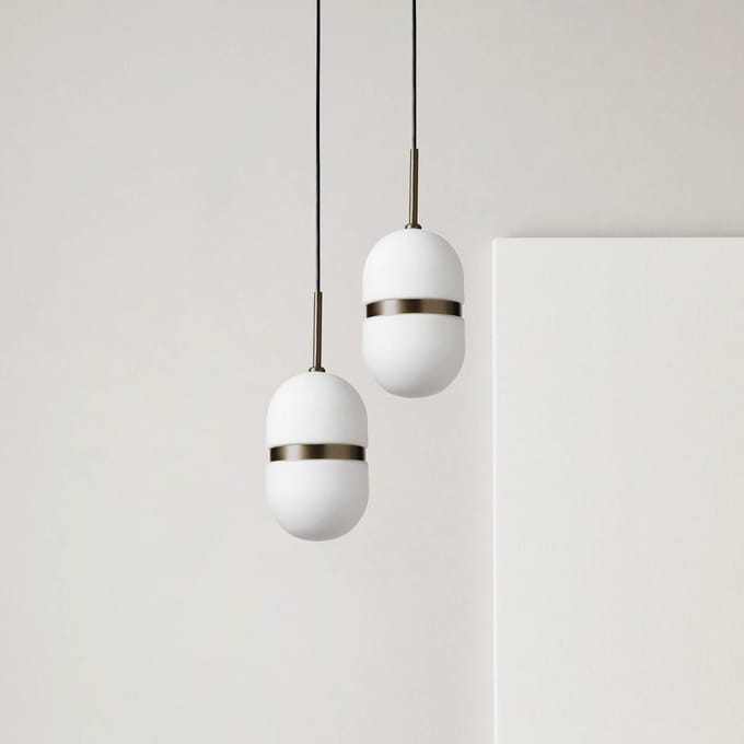 miloox by Sforzin Domu hanglamp, Ø 15 cm, brons/wit, glas, GX53
