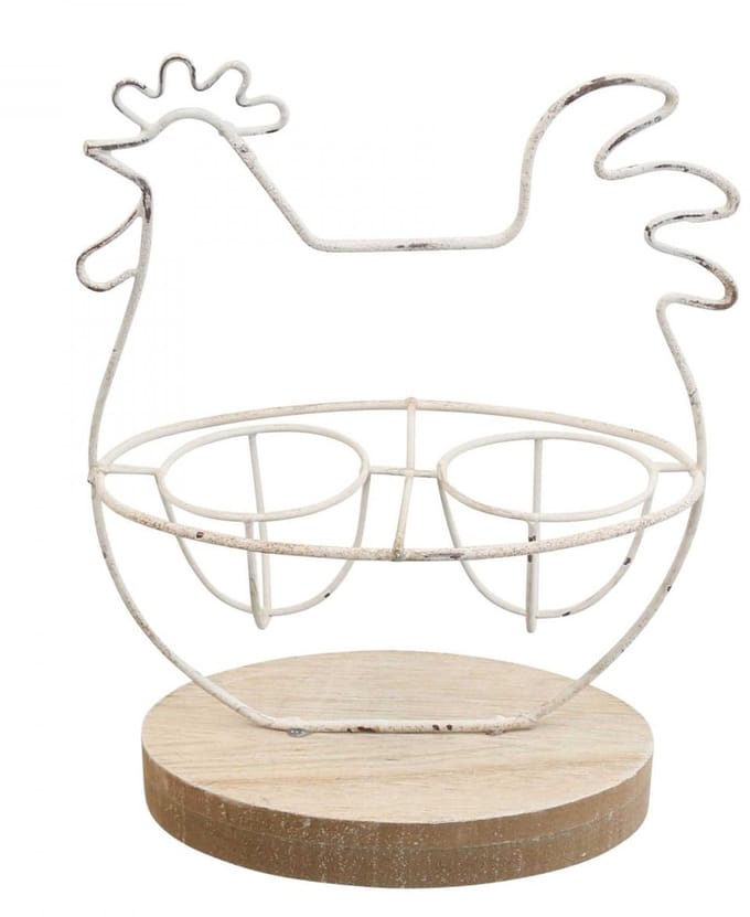 Deco kip tafeldecoratie Paaseistandaard metaal 16x8,5x20cm