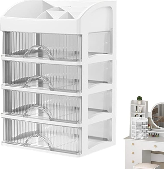 Make-up Organizer - Cosmetica Lade - Bureau Opbergen - Stapelbare Lades - 22x16.5x33cm - Wit