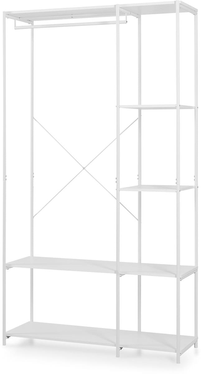 Open kledingkast Verdfjorg met 5 opbergvakken 200x110x40 cm wit [en.casa]