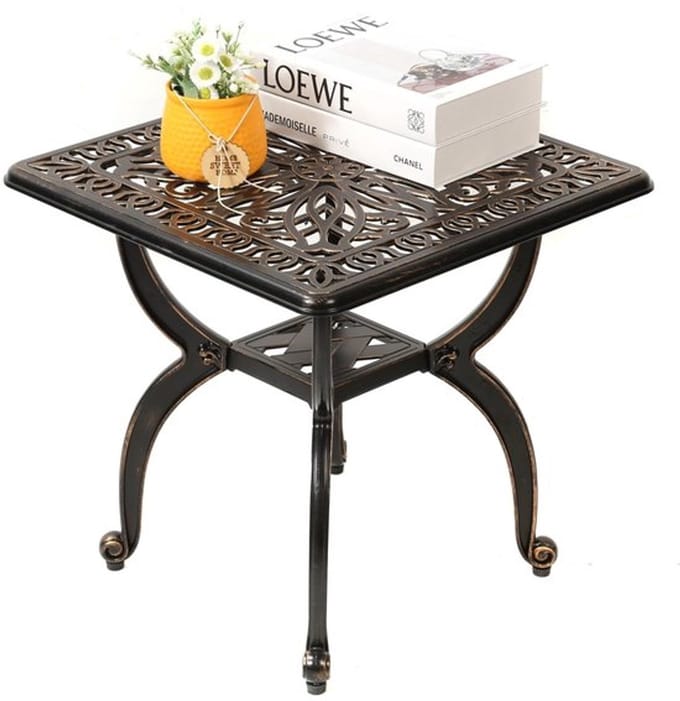 Allecto - Gegoten aluminium bijzettafel - Weerbestendige salontafel