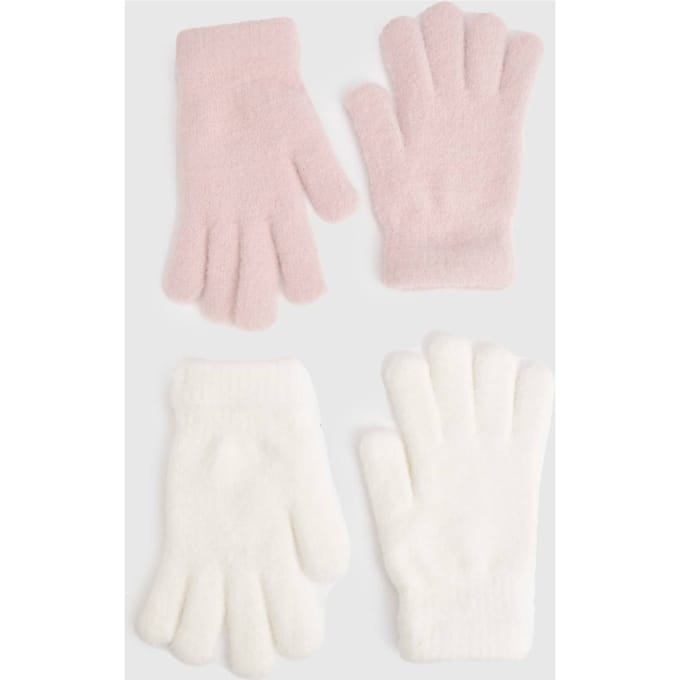 boohoo Dames Pluizige Gebreide Handschoenen 2-Pack | Roze