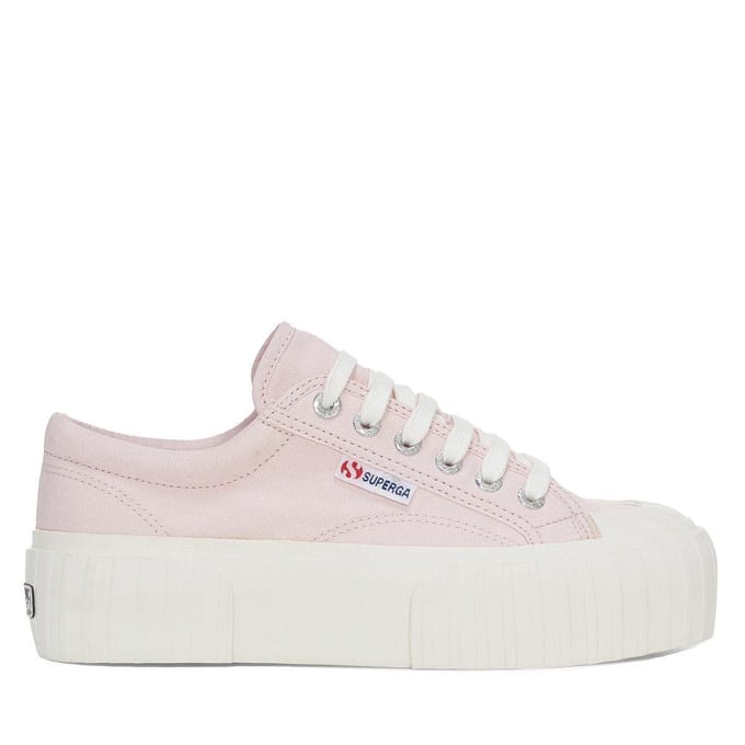 Superga Dames/Dames 2631 Stripe Platform Trainers (Roze/Avorio)