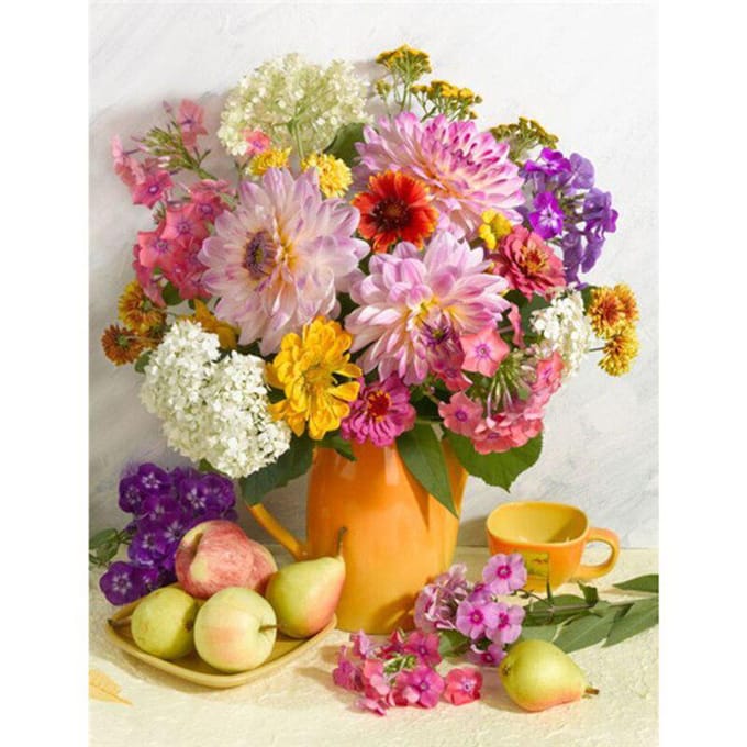 Peinture Diamant 5D Fleur & Fruit Broderie Diamant Point de Croix 20X30CM pink