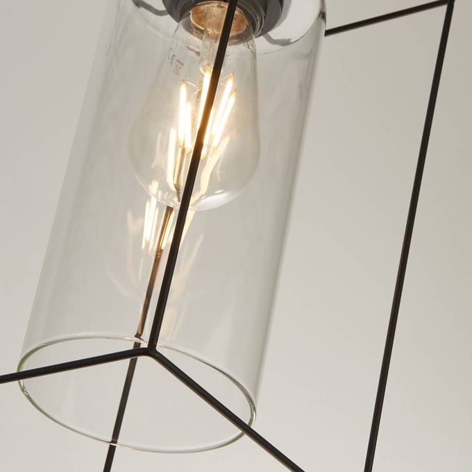 Searchlight Hanglamp Vesperon, transparant, glas, 3-lamps, 75 cm
